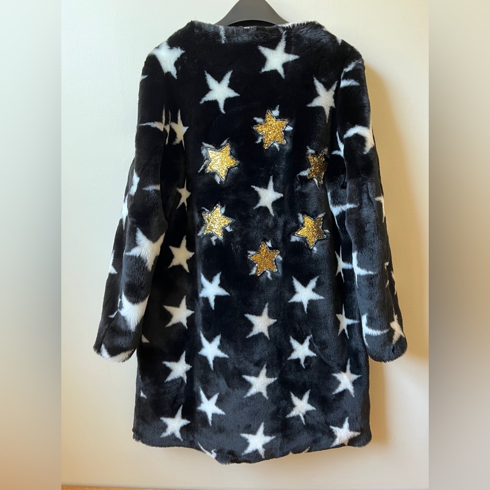 Star Beaded Faux Fur Coat by 5149 - Picture 5 of 9